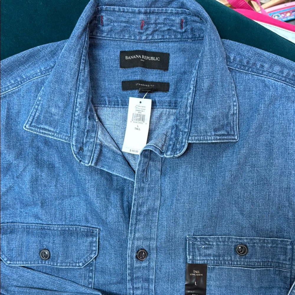 Banana Republic Blue Lightweight Denim Shirt Jacket